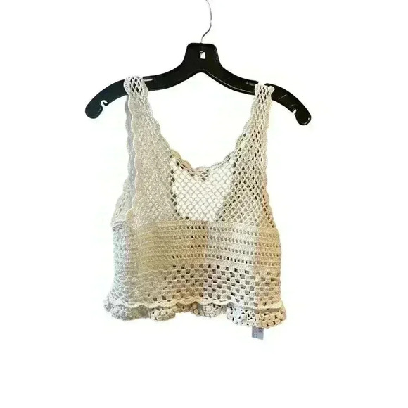 NWT Pinko Limosa Cream Cropped Crochet Tank Top Boho Festival Size Medium - Picture 5 of 10